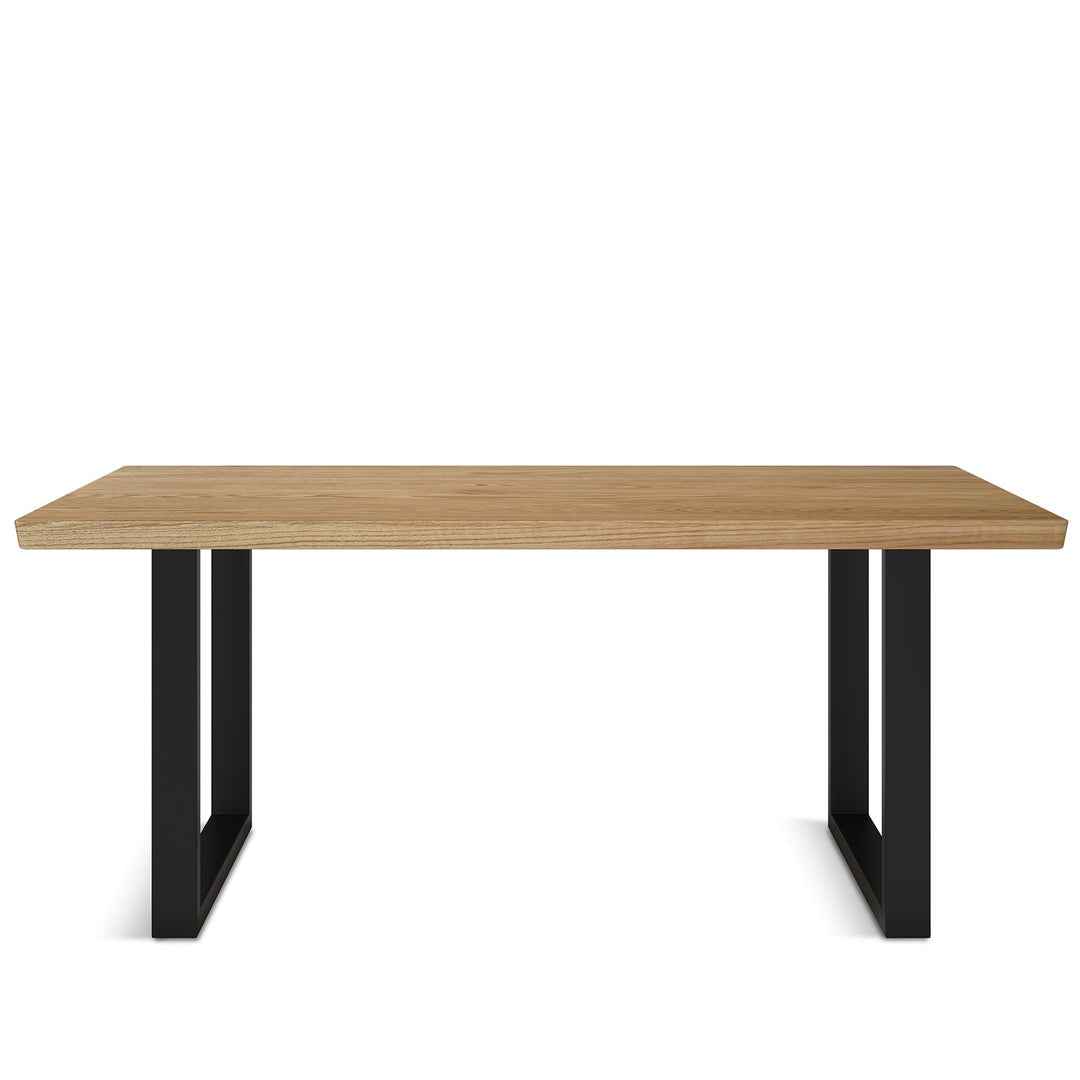 Scandinavian wood dining table sage in white background.