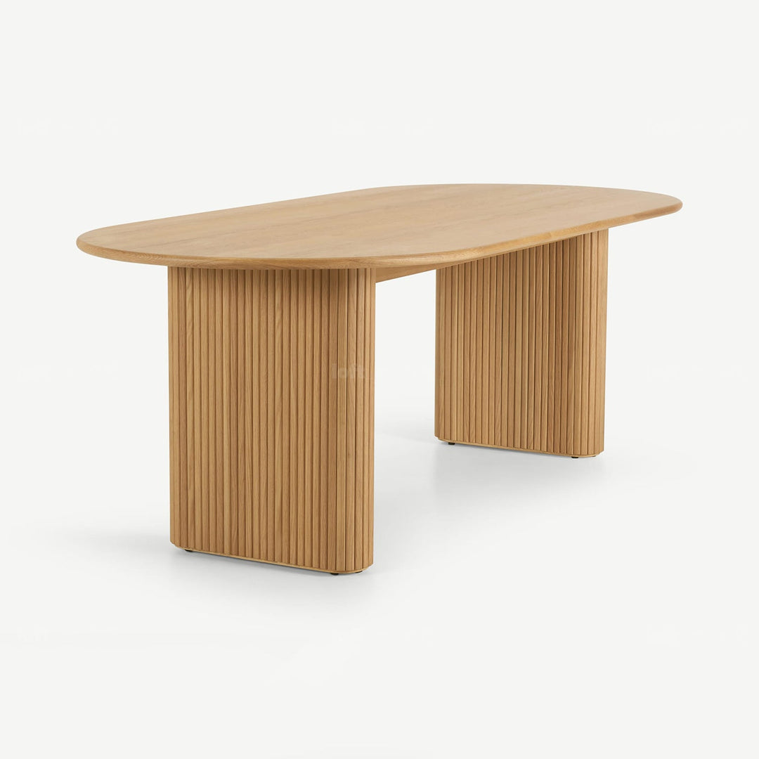 Scandinavian wood dining table tambo in real life style.