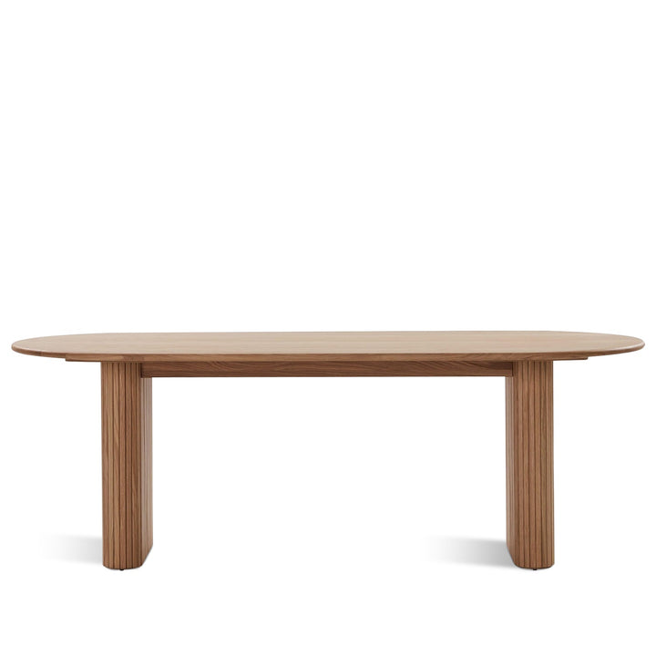 Scandinavian wood dining table tambo in white background.