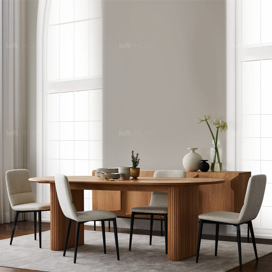 Scandinavian wood dining table tambo color swatches.
