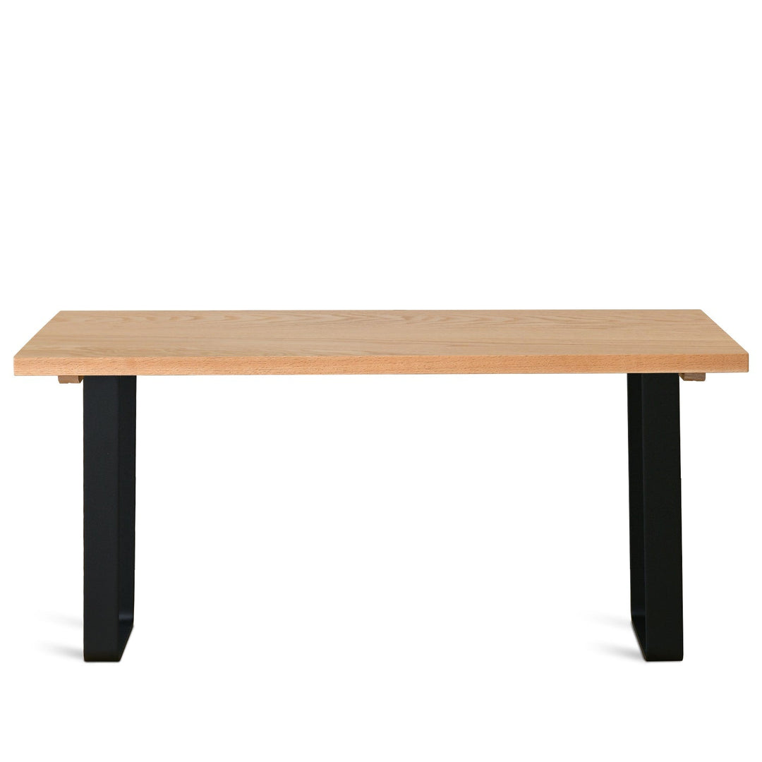 Scandinavian wood dining table u shape oak in white background.