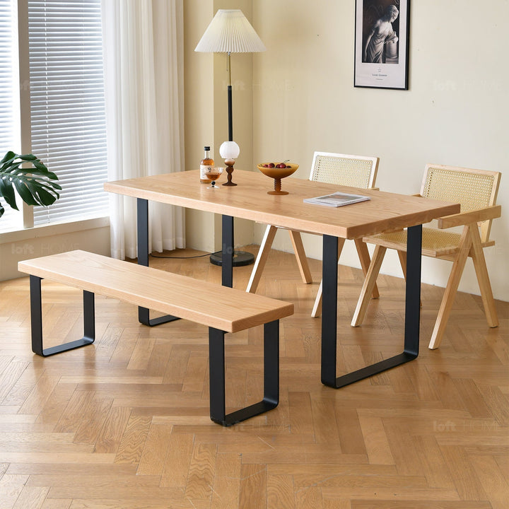 Scandinavian wood dining table u shape oak conceptual design.