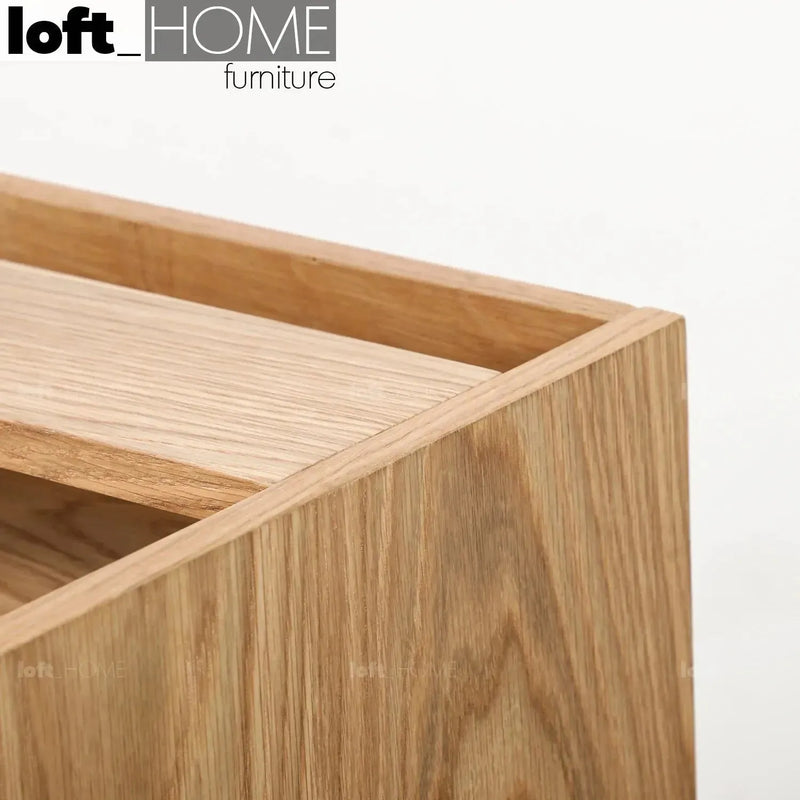 Modern wood drawer cabinet lumi l in still life.