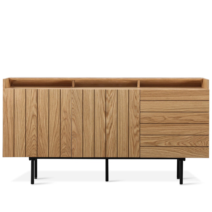 Scandinavian wood drawer cabinet lumi l in white background.