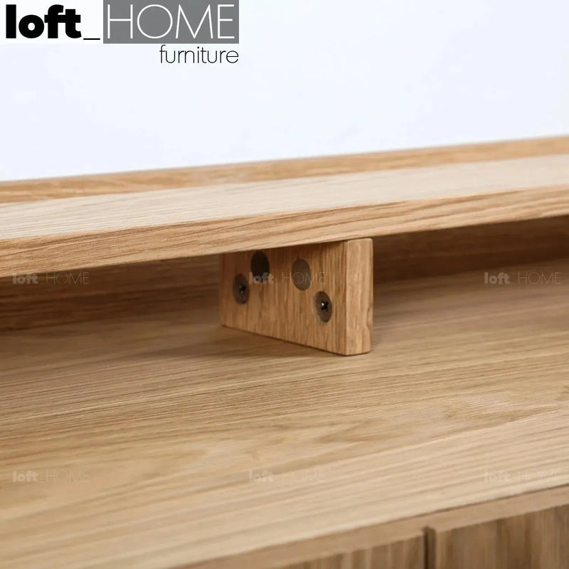 Modern wood drawer cabinet lumi s in close up details.