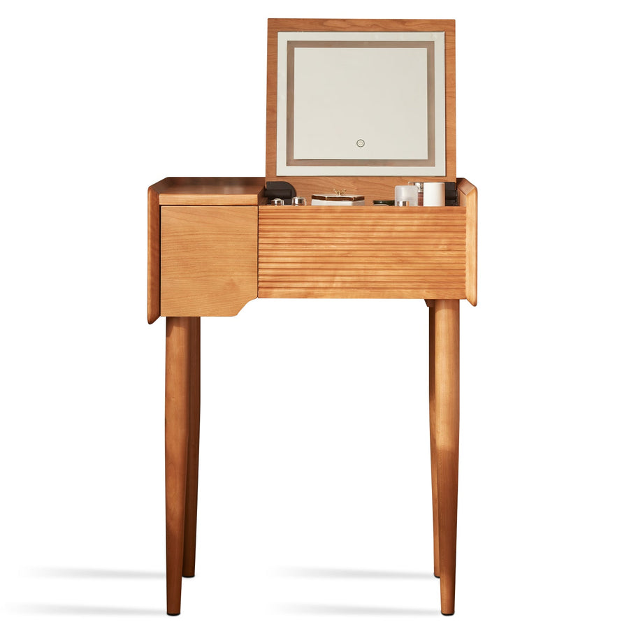Scandinavian wood dressing table dawn in white background.