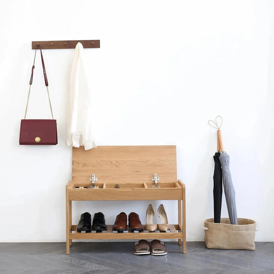 Scandinavian wood footstool norway layered structure.