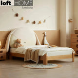 Cream wood kids bed bunny primary product view.