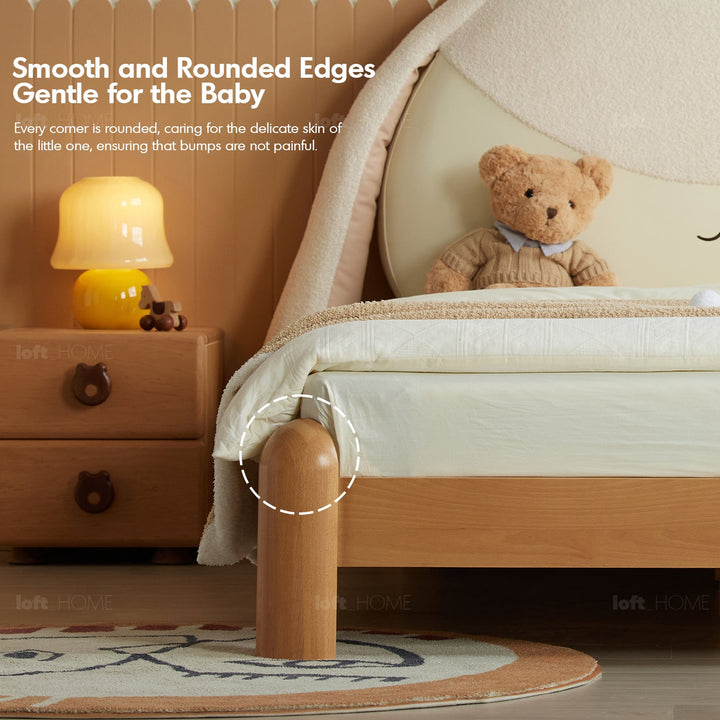 Scandinavian wood kids bed bunny in still life.