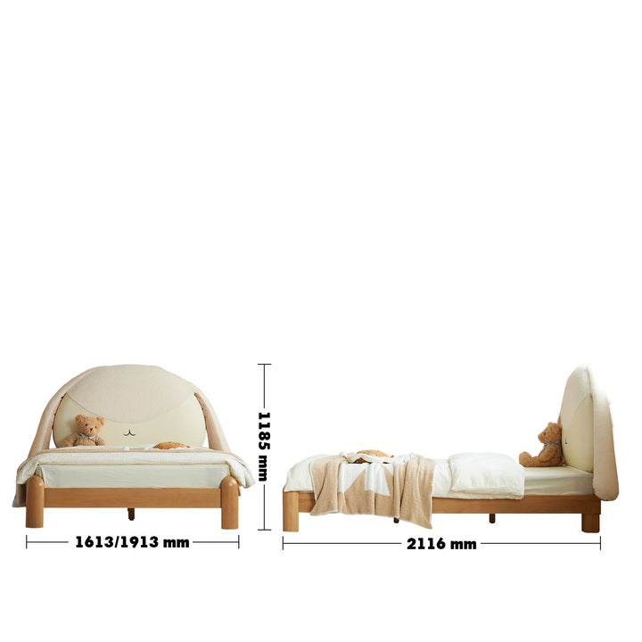 Scandinavian wood kids bed bunny size charts.