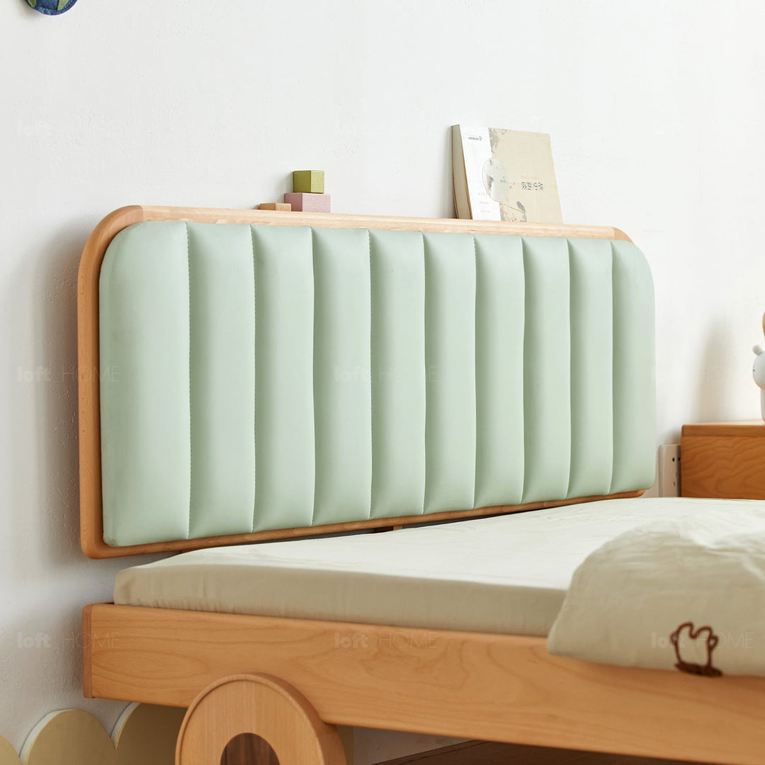Scandinavian wood kids bed car in real life style.