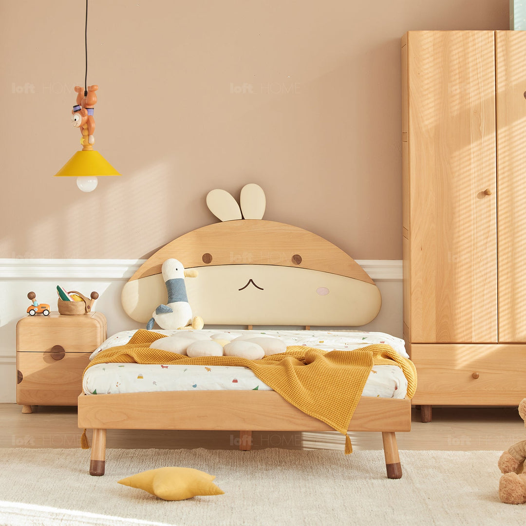 Scandinavian wood kids bed cozynut in real life style.