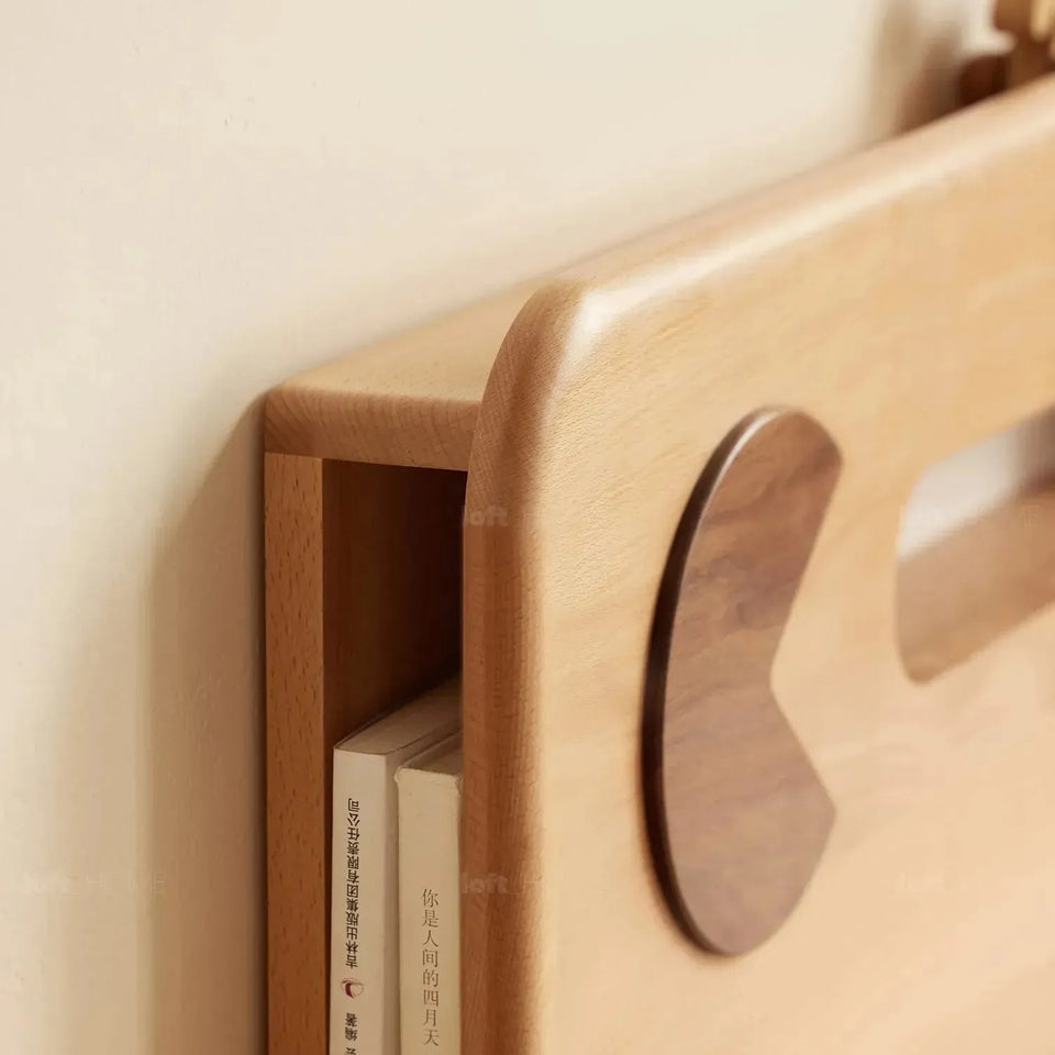 Scandinavian wood kids bed pacman with context.