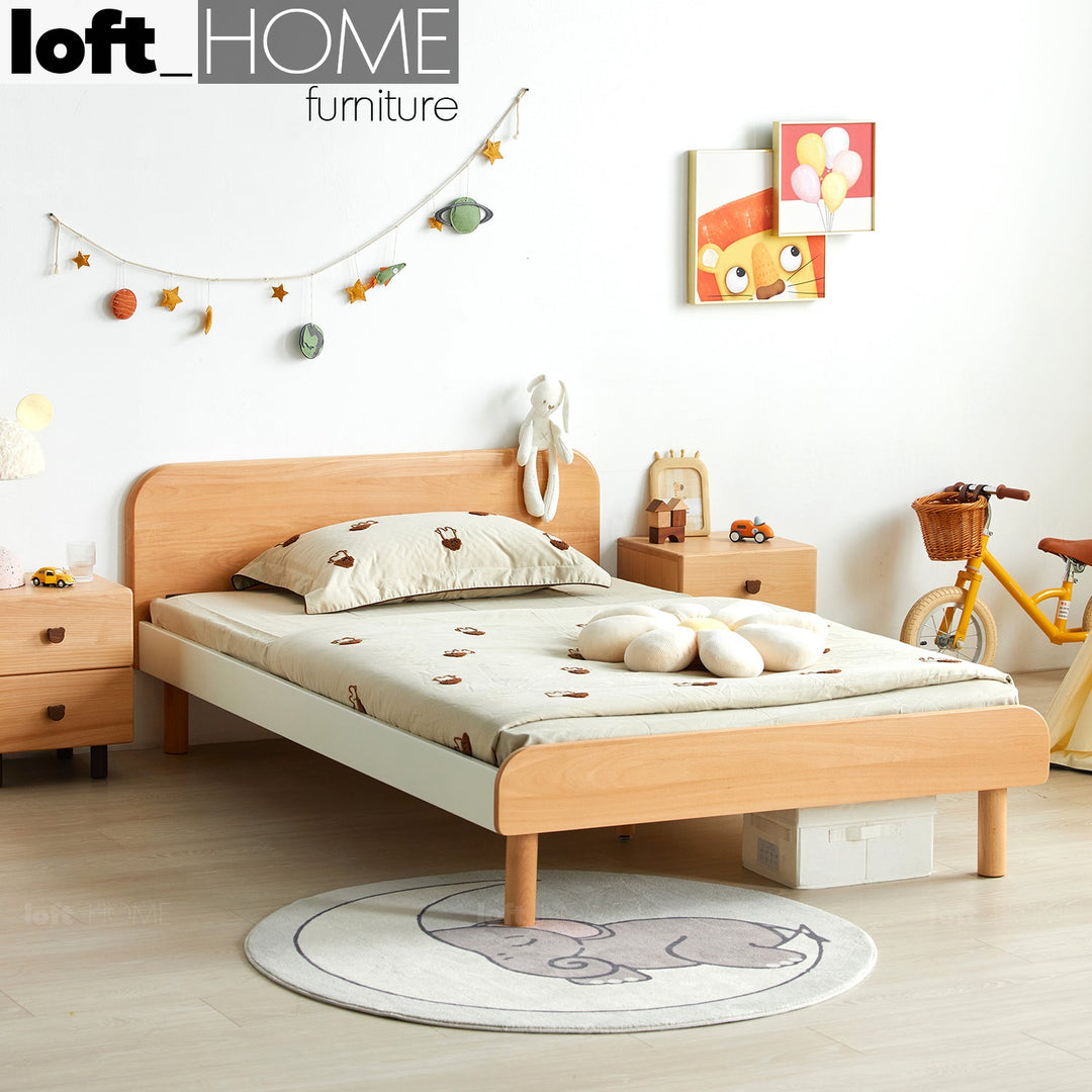 Scandinavian wood kids bed slumber primary product view.