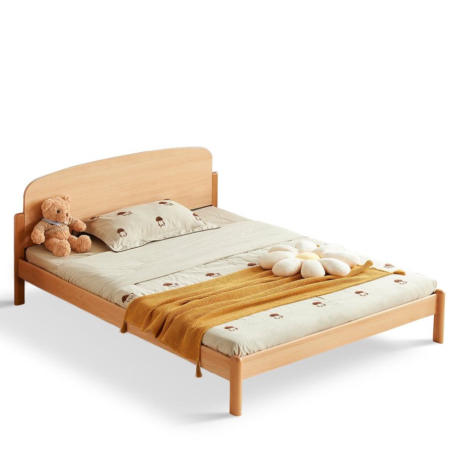 Scandinavian wood kids bed snooze in white background.