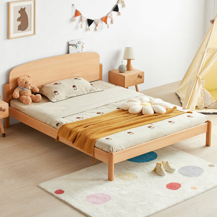Scandinavian wood kids bed snooze material variants.
