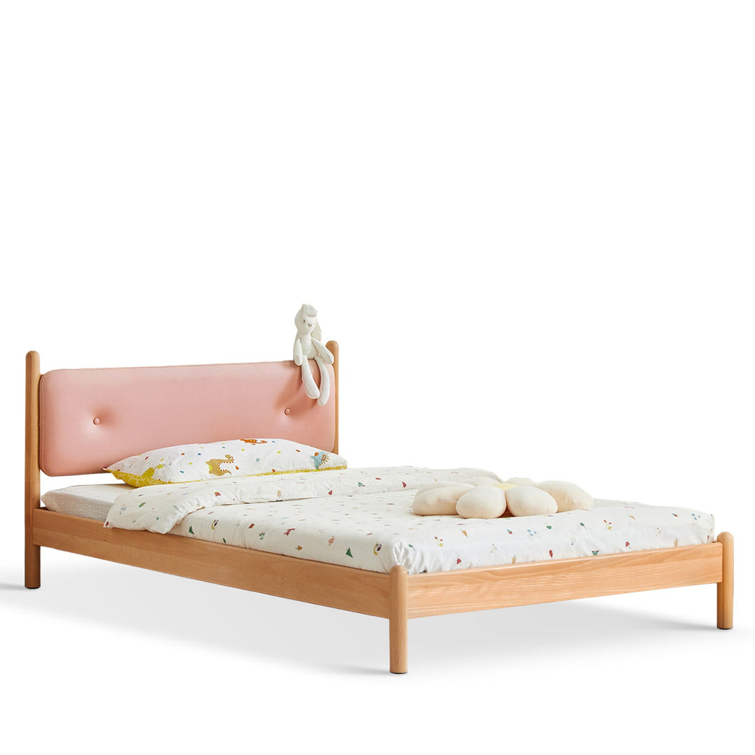 Scandinavian wood kids bed sweet in white background.