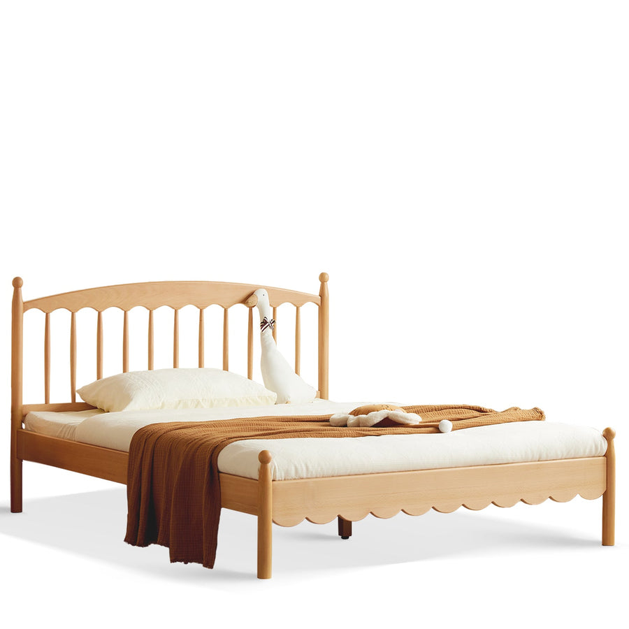 Scandinavian wood kids bed winsor in white background.