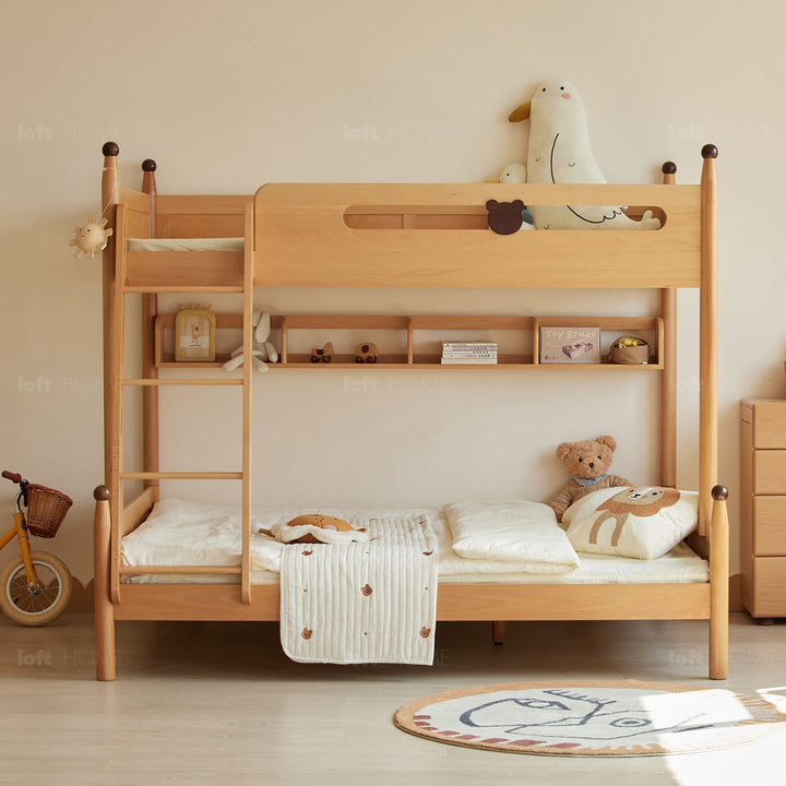 Scandinavian wood kids bunk bed bear in real life style.