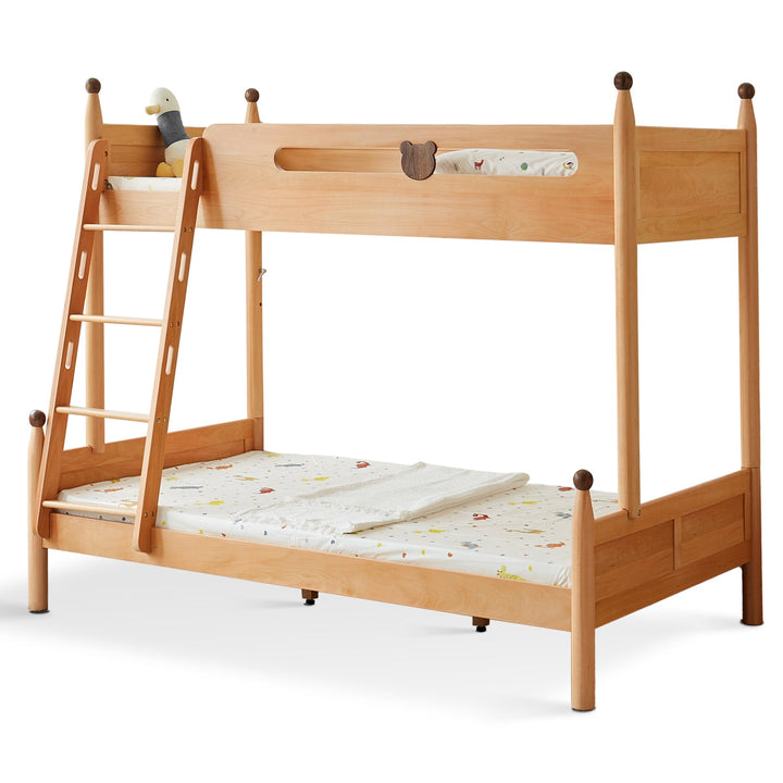 Scandinavian wood kids bunk bed bear detail 2.