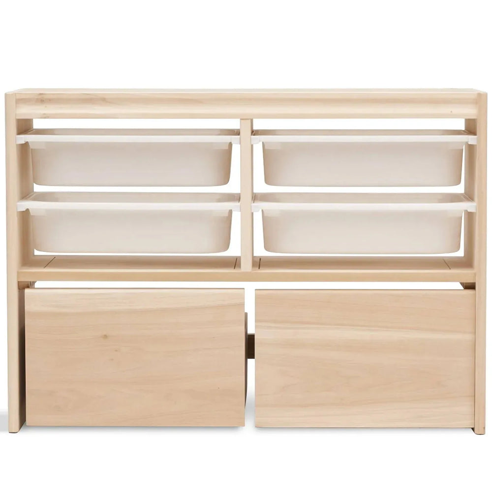 Scandinavian wood kids cabinet twinkle in white background.