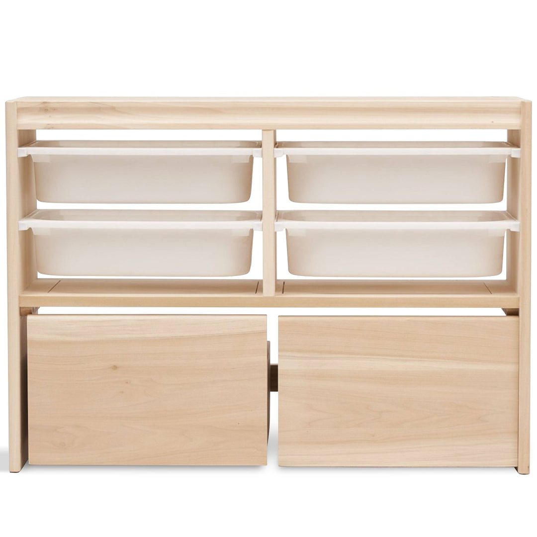 Scandinavian wood kids cabinet twinkle in white background.