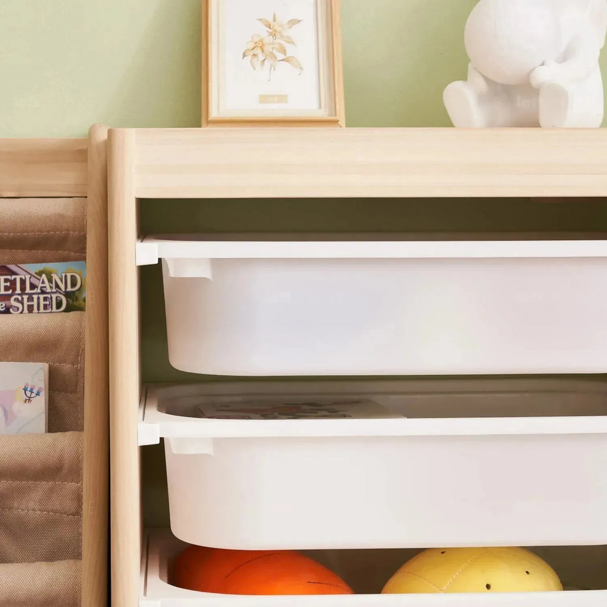 Scandinavian wood kids drawer cabinet whimsi detail 1.