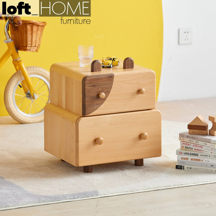 Scandinavian wood kids side table momo primary product view.
