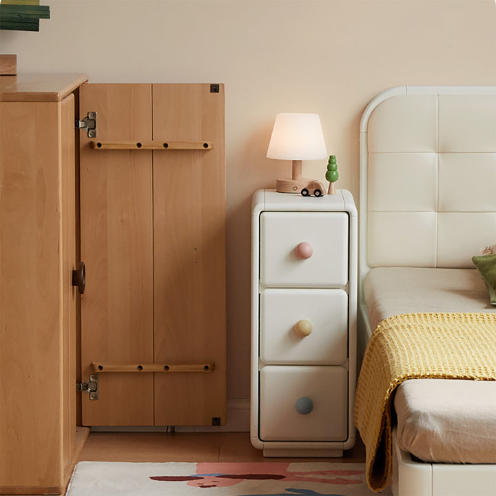 Scandinavian wood kids side table yunae in still life.