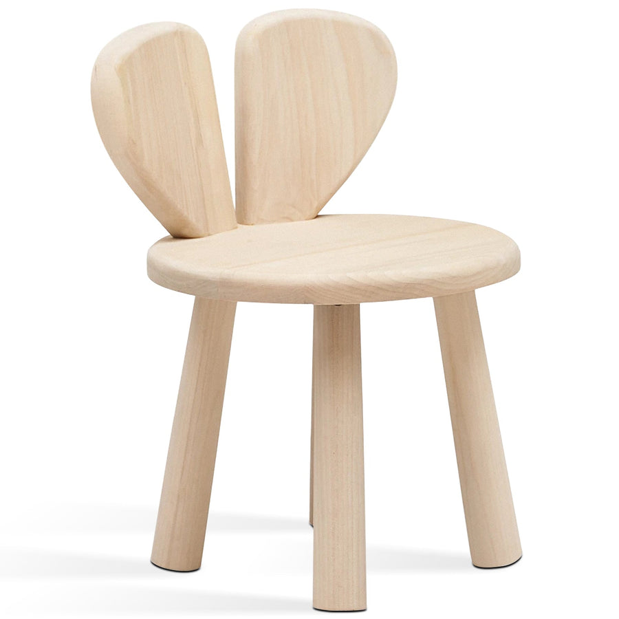 Scandinavian wood kids study chair bliss in white background.
