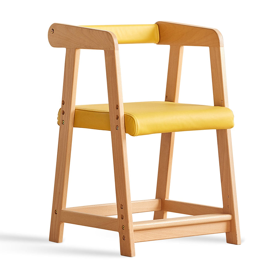 Scandinavian wood kids study chair elevate in white background.