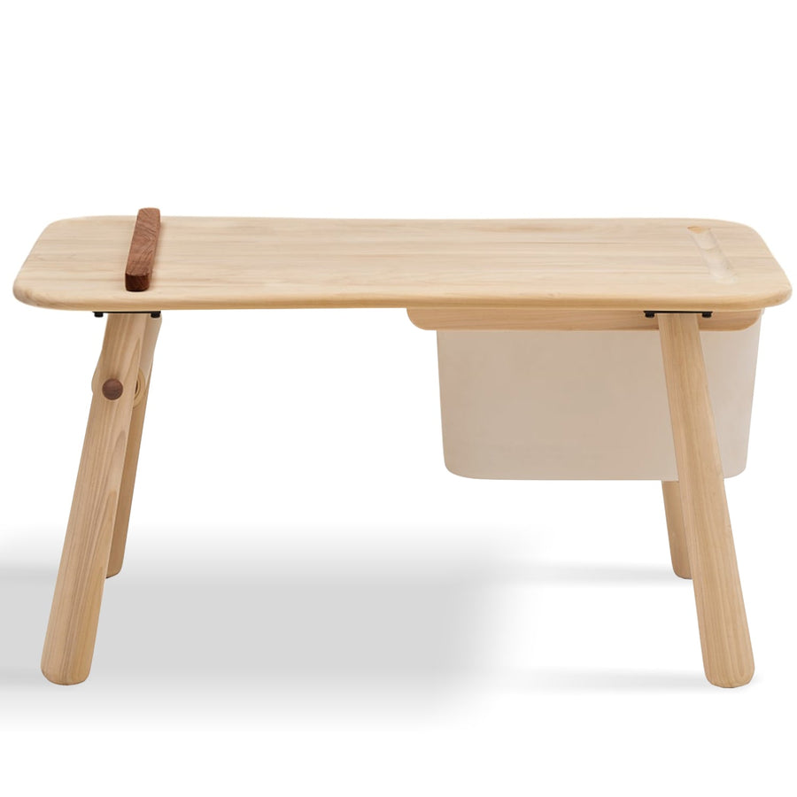 Scandinavian wood kids study table bliss in white background.