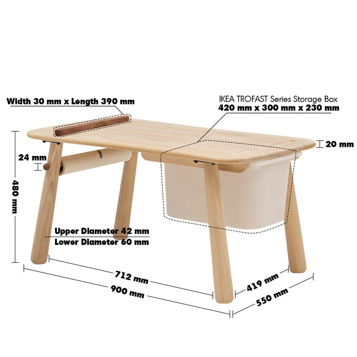 Scandinavian wood kids study table bliss size charts.