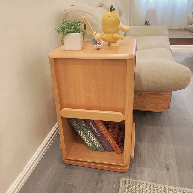 Scandinavian wood kids swirling bookshelf snug detail 1.