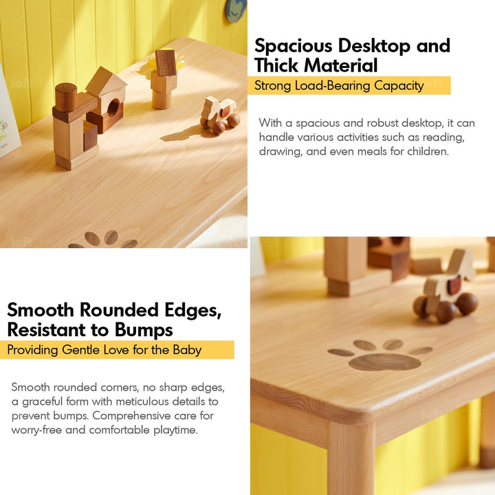 Scandinavian wood rectangle kids table bear environmental situation.