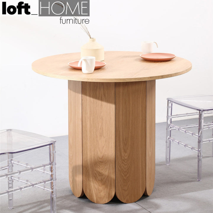 Scandinavian wood round dining table elenor color swatches.