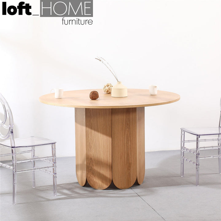 Scandinavian wood round dining table elenor conceptual design.