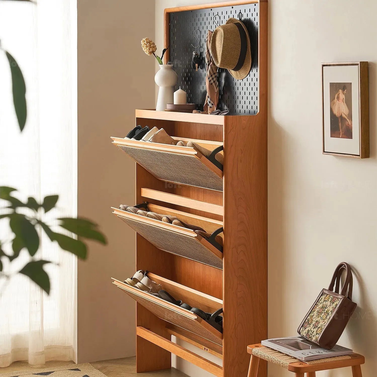 Cherry shoe cabinet sale