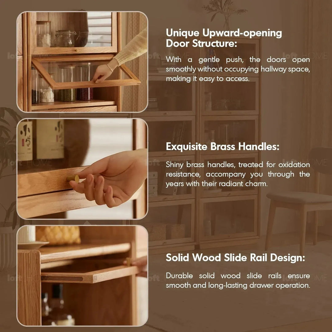 Scandinavian wood side cabinet winston in panoramic view.