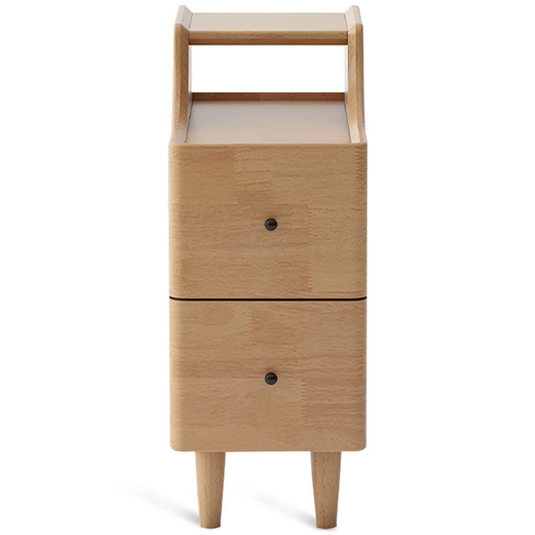 Scandinavian wood side table beside environmental situation.