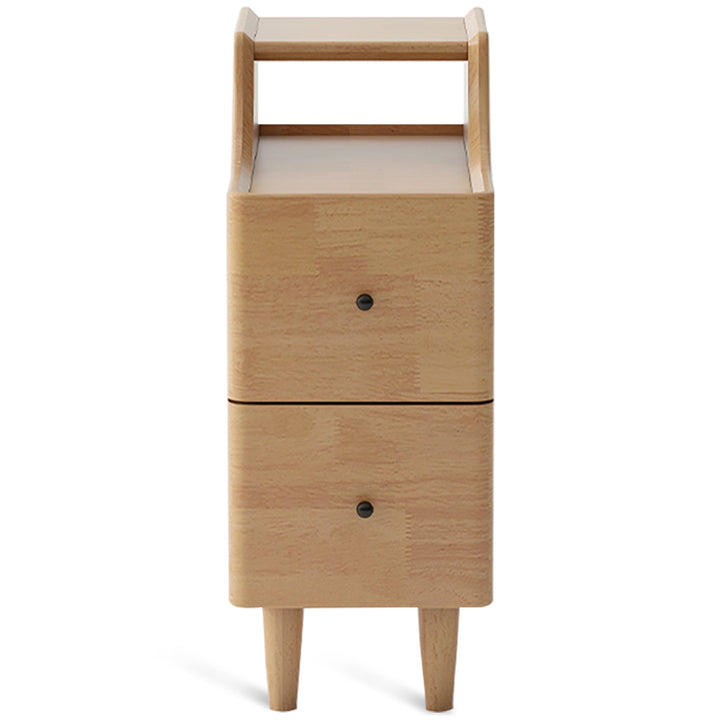 Scandinavian wood side table beside environmental situation.