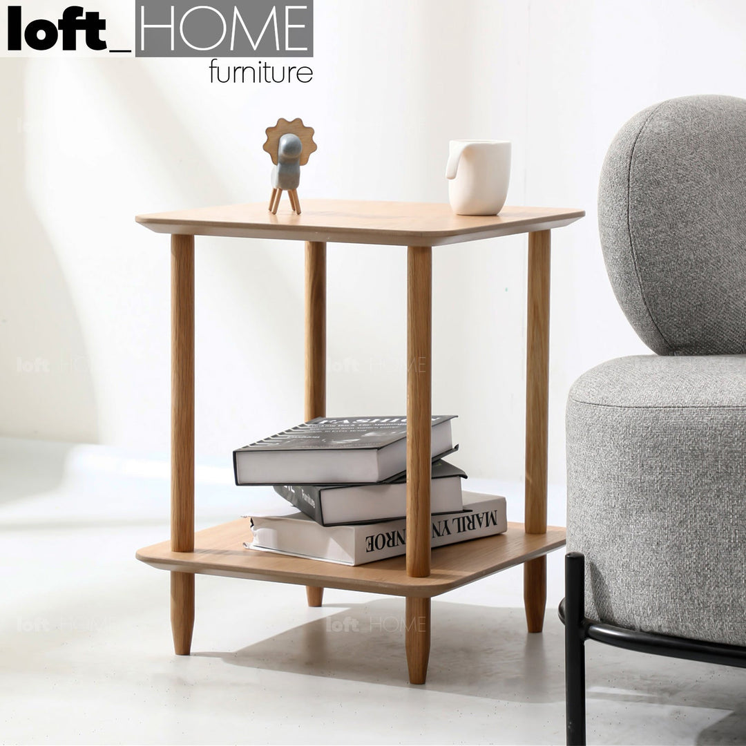 Scandinavian wood side table luh primary product view.