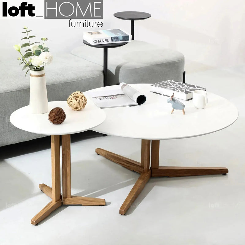 Modern wood side table nick in real life style.