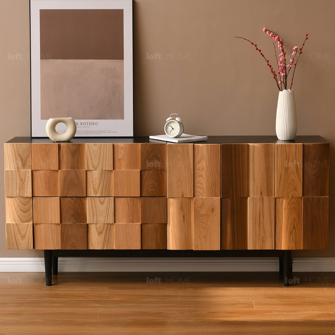 Scandinavian wood storage cabinet variation 2 in still life.