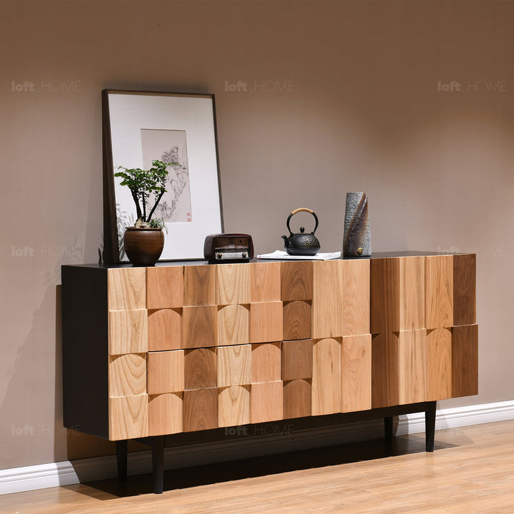 Scandinavian wood storage cabinet variation 2 in details.