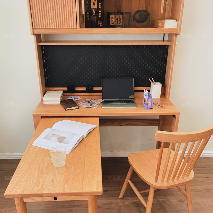 Scandinavian wood study desk corner detail 12.