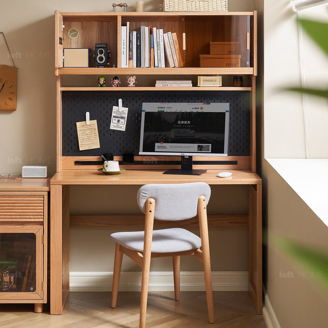 Scandinavian wood study desk corner detail 2.