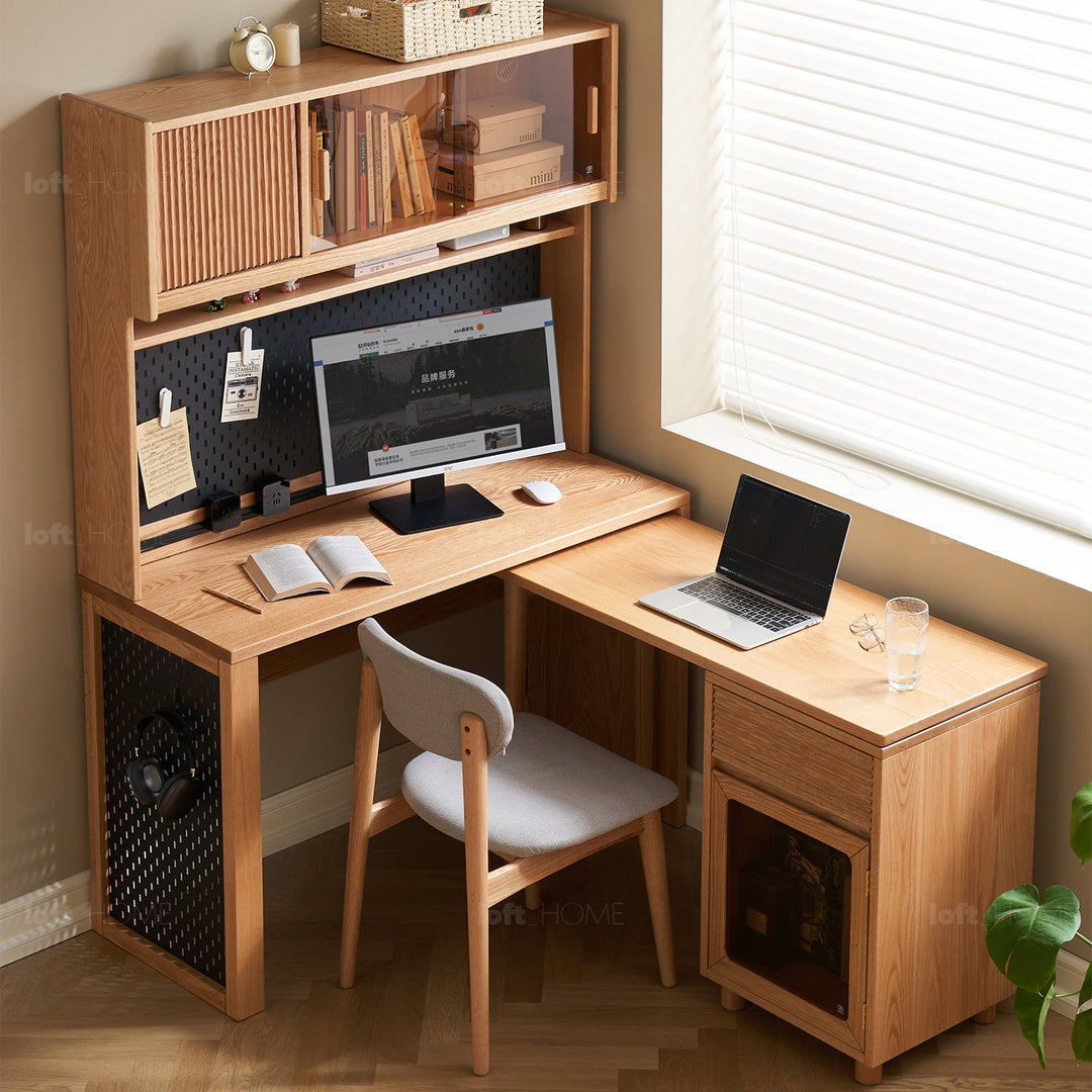 Scandinavian wood study desk corner detail 3.
