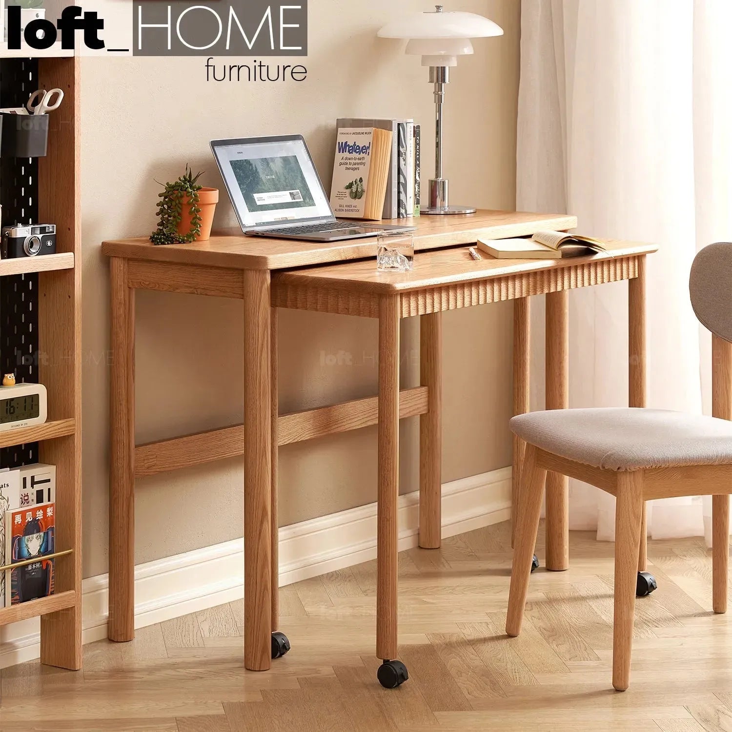 Scandinavian Wood Caster Wheel Extendable Study Table TWIN LAYER – LOFT ...