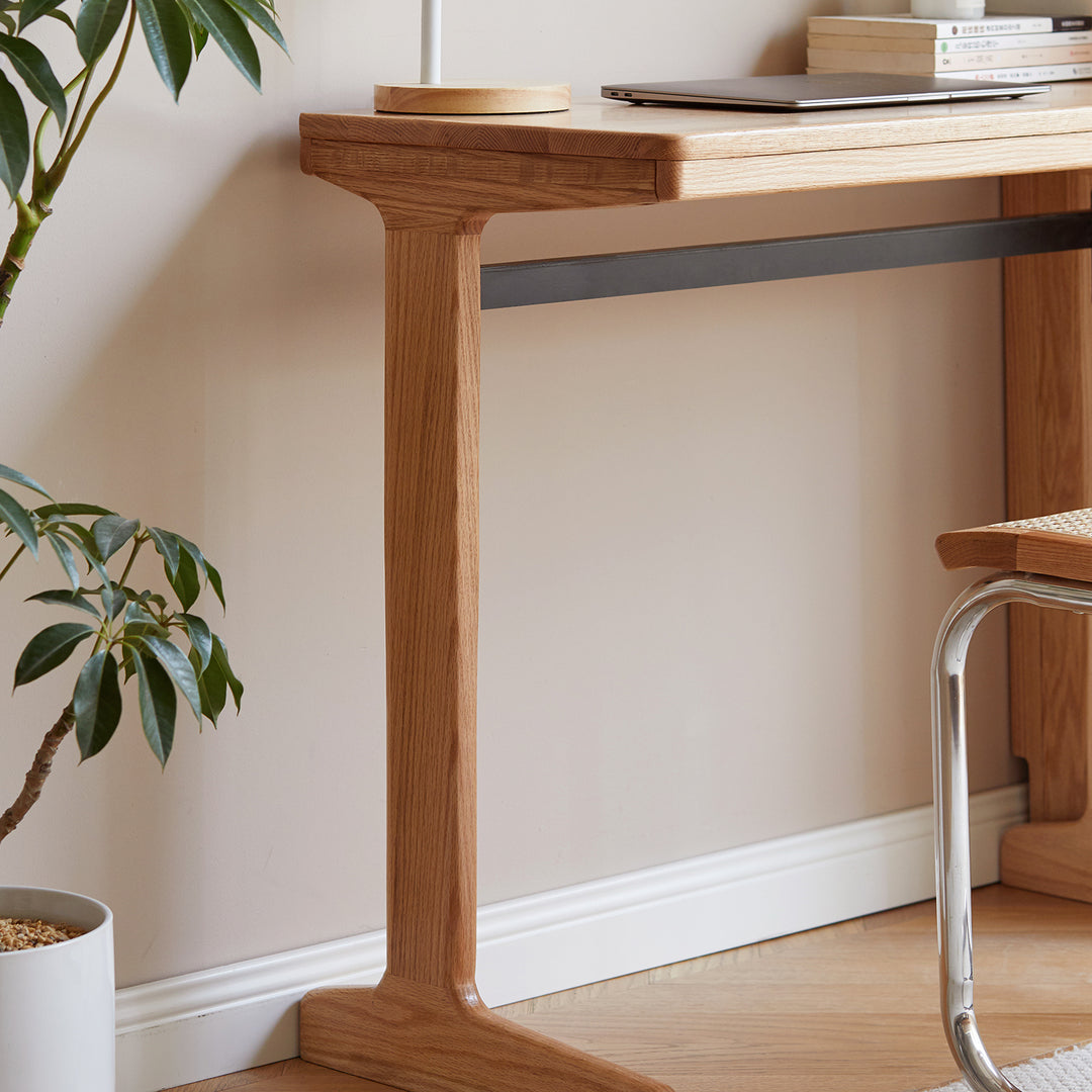 Scandinavian wood study table kangaroo in panoramic view.